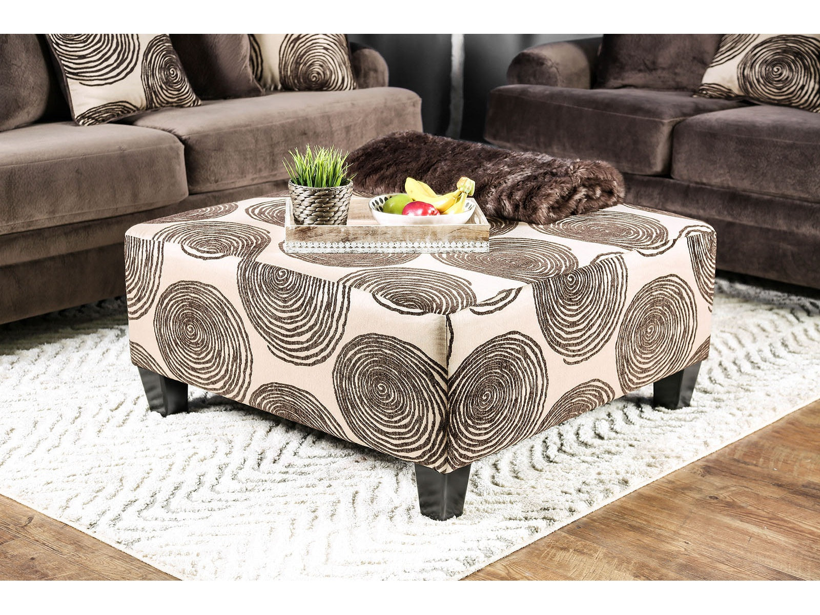Bonaventura Brown/Pattern Ottoman