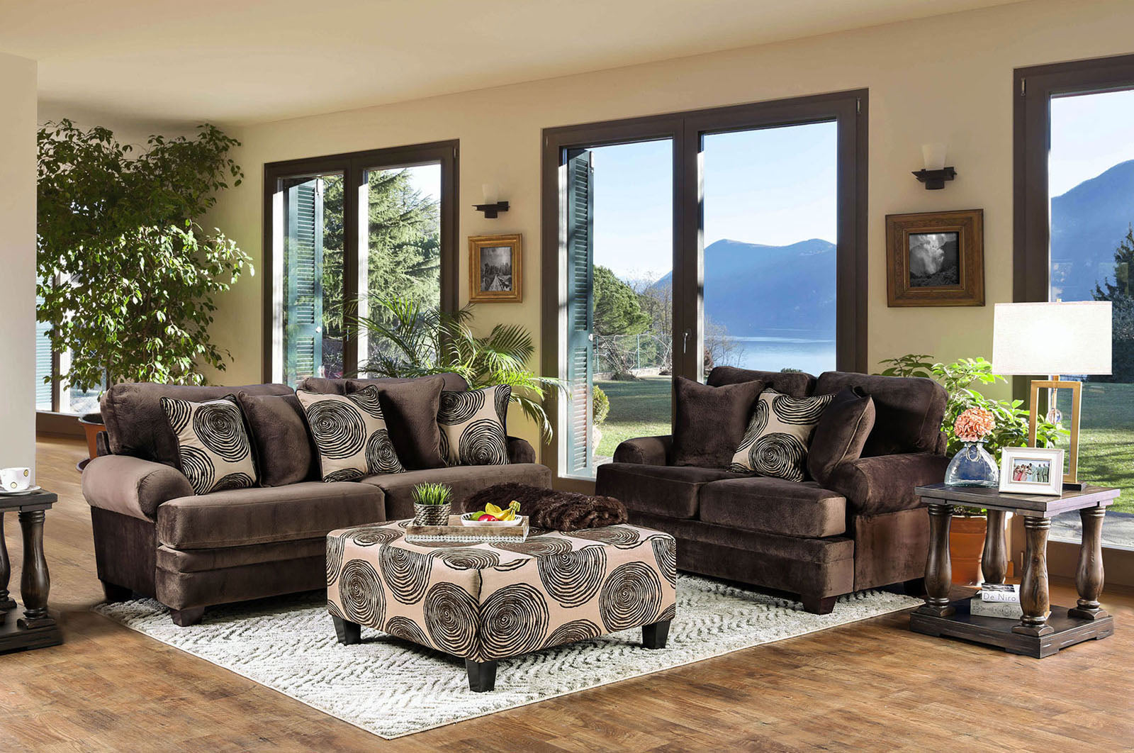 Bonaventura Brown/Pattern Ottoman
