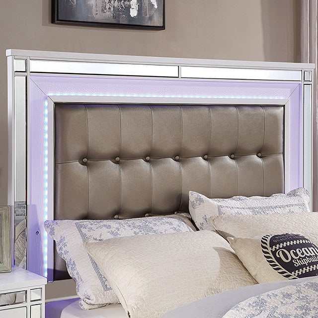 Brachium White Cal. King Bed w/ HB LED