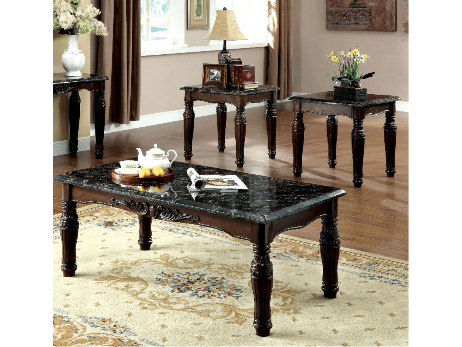 Brampton Espresso/Black 3 Pc. Table Set