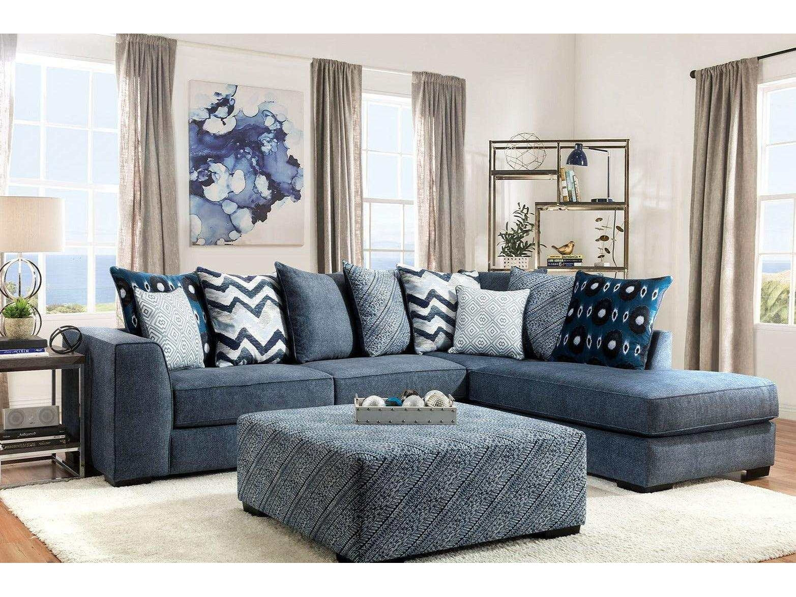 Brielle Blue L Shape Sectional Sofa