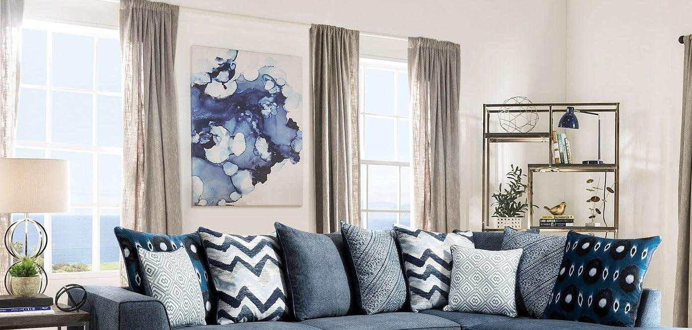 Brielle Blue L Shape Sectional Sofa