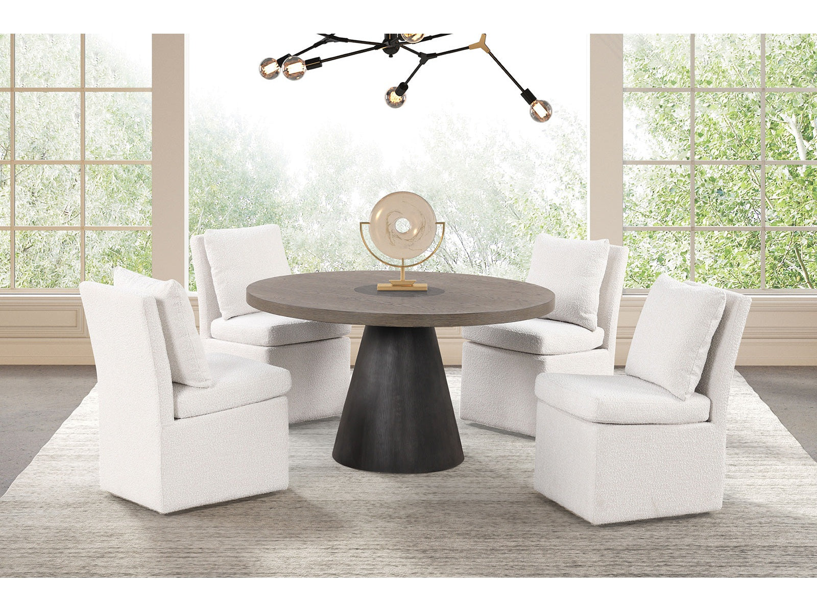 Broager Rustic Oak/Dark Walnut Round Dining Set