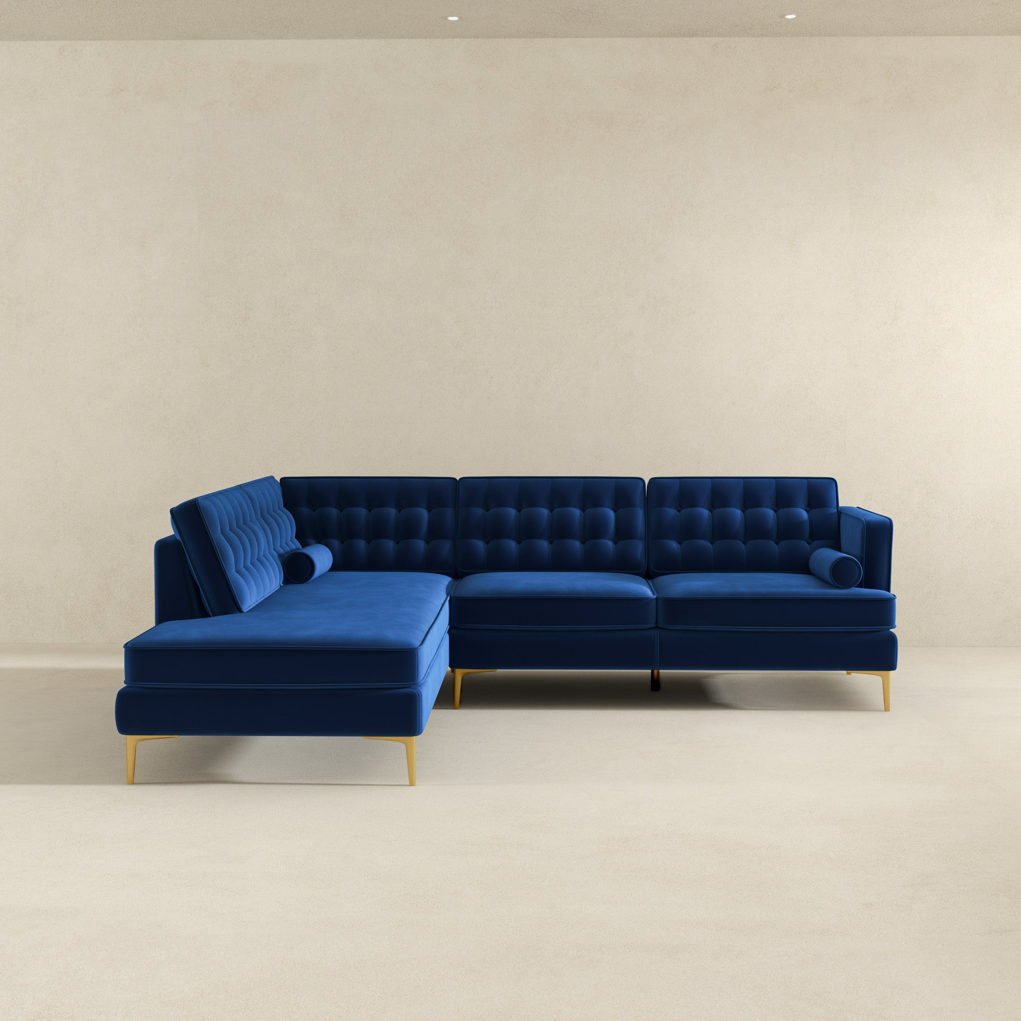 Brooke Dark Blue Sectional Sofa Left Facing