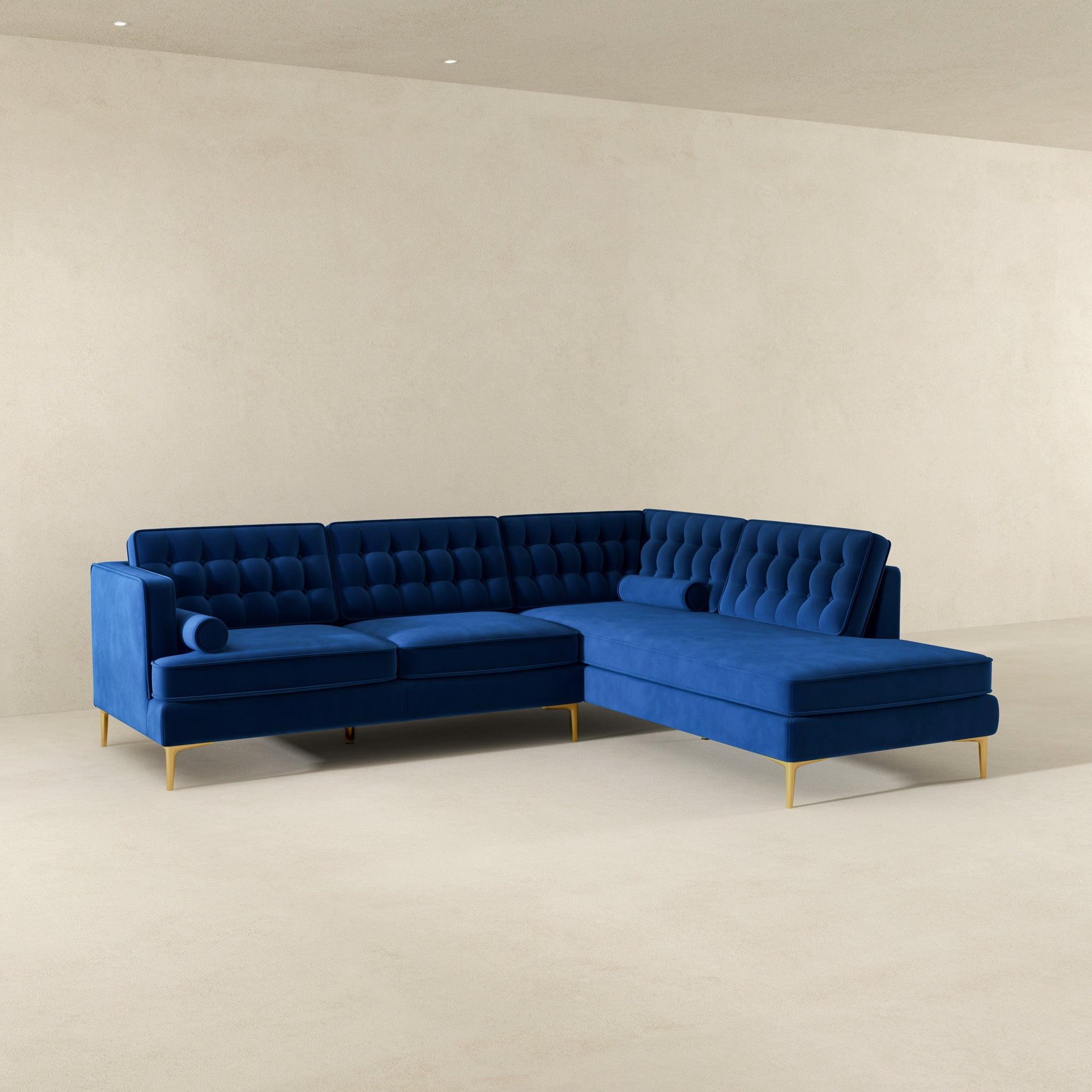 Brooke Dark Blue Sectional Sofa Right Facing