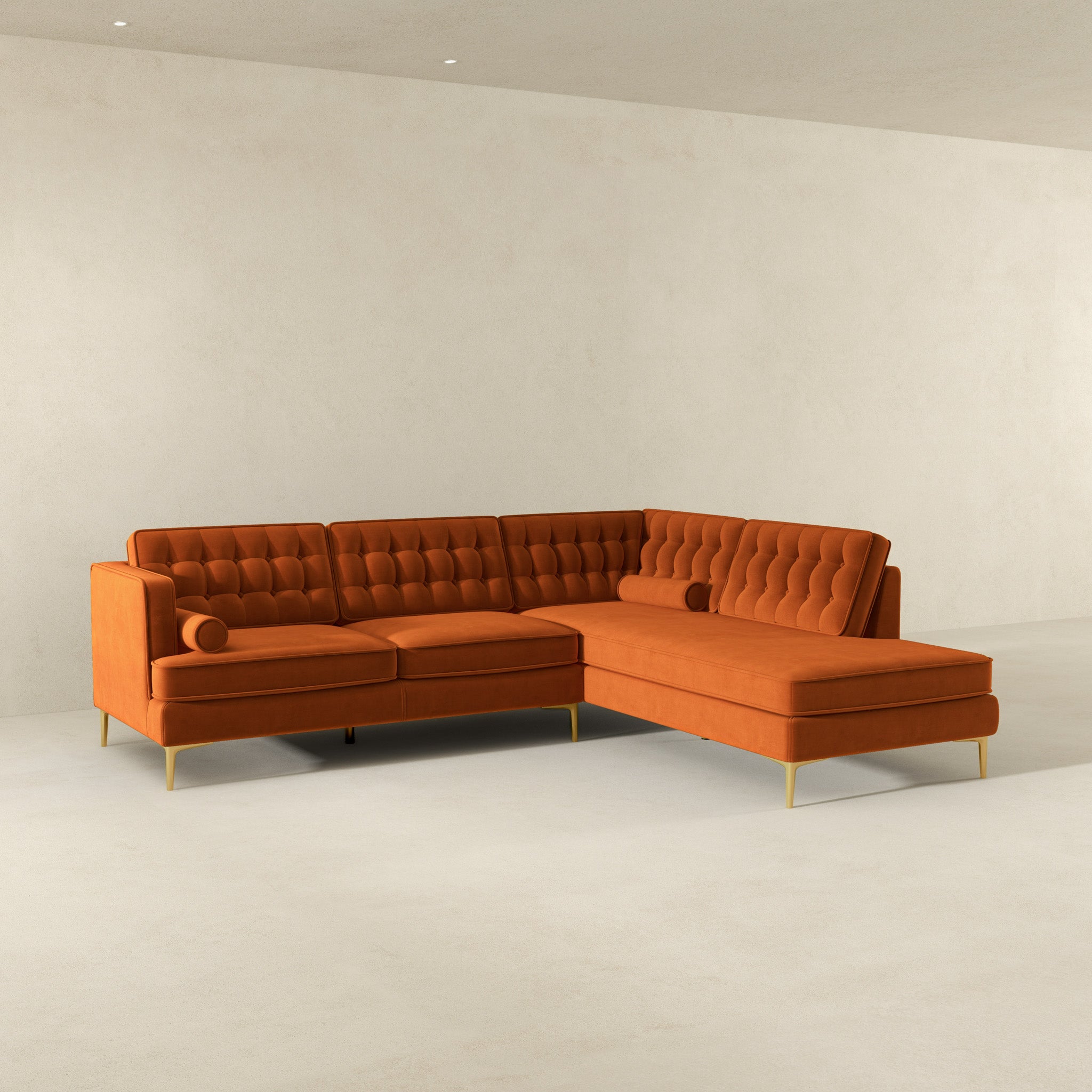 Brooke Burnt Orange Sectional Sofa Right Facing