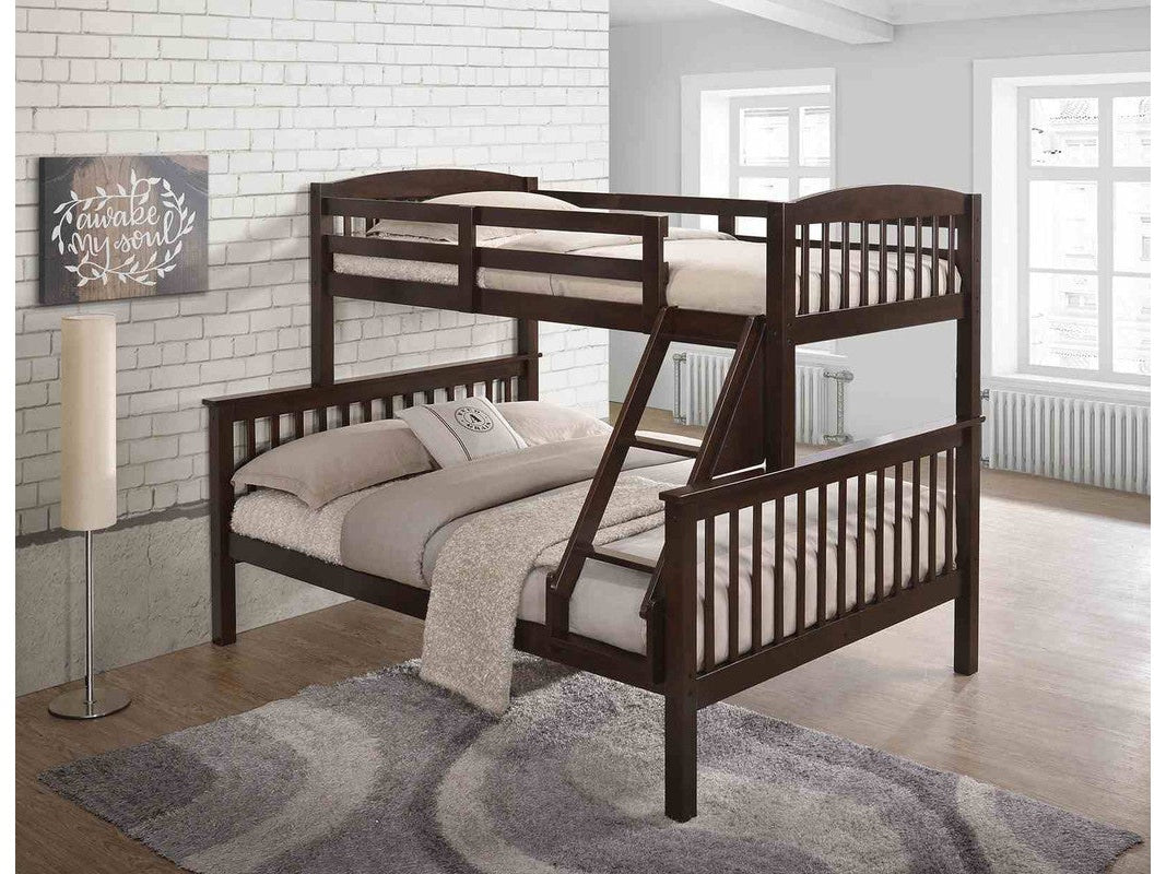 Brookings Dark Cherry Twin/Full Bunk Bed w/ Mattresses
