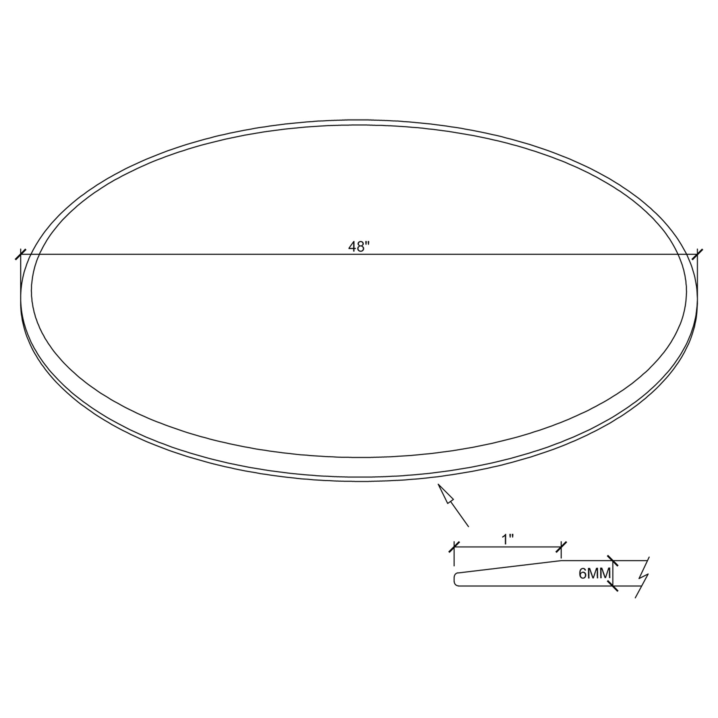 48-inch 6mm Round Clear Tempered Glass Top