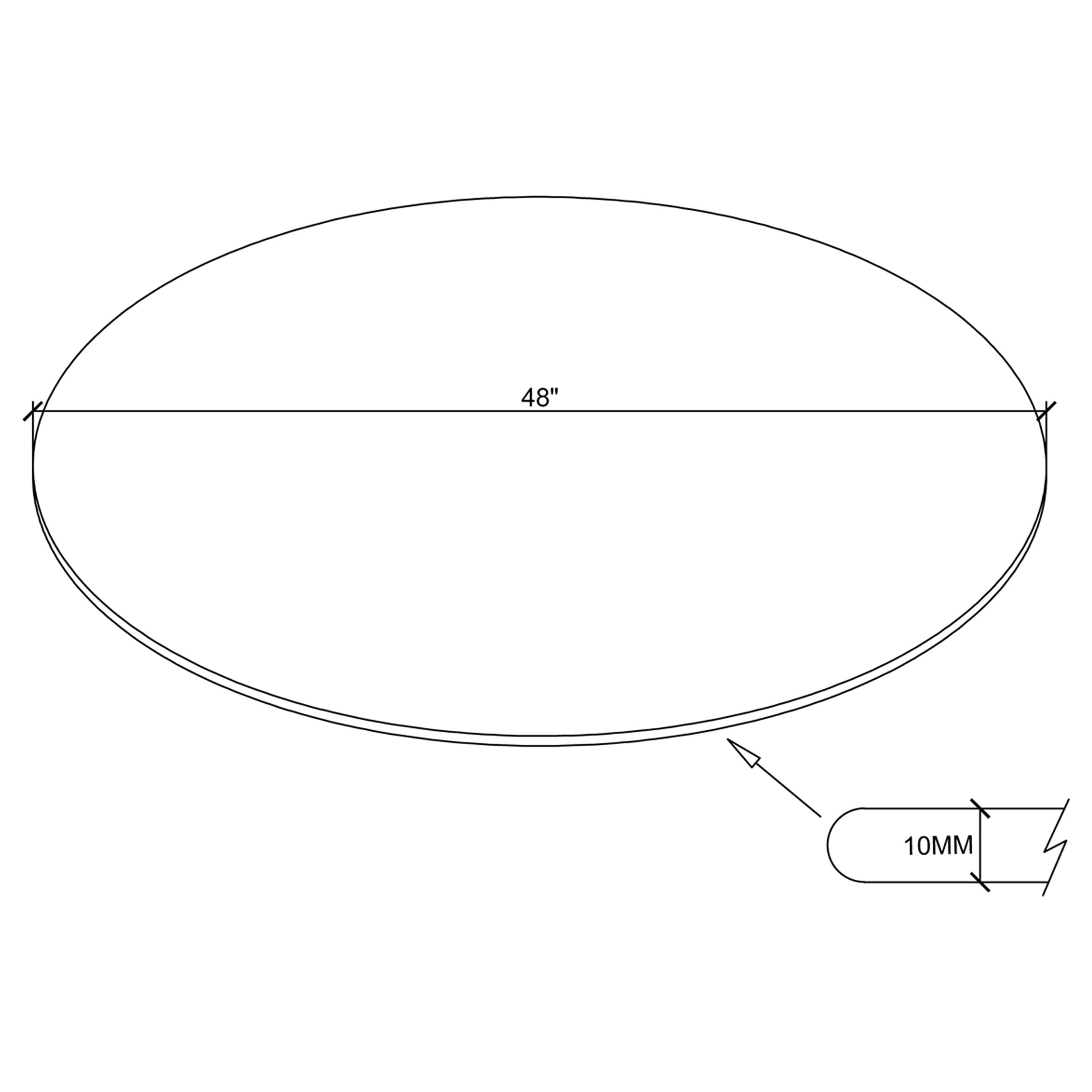 48-inch 10mm Round Clear Tempered Glass Top