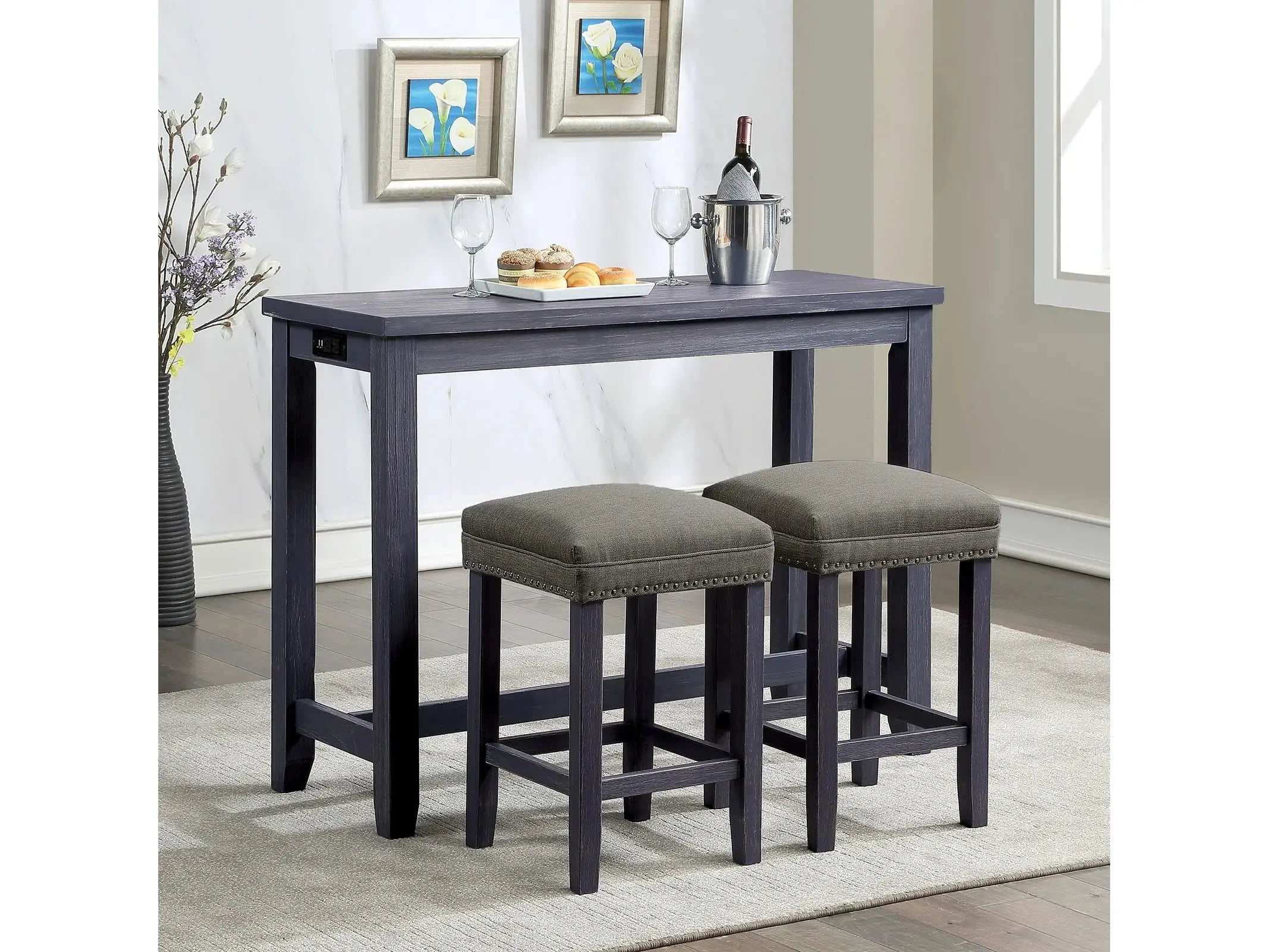 Caerleon Antique Blue & Gray 3pc Dining Set