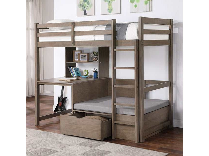 Callistus Warm Gray Twin/Workstation Loft Bed