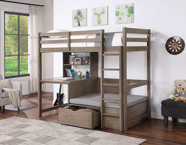 Callistus Warm Gray Twin/Workstation Loft Bed