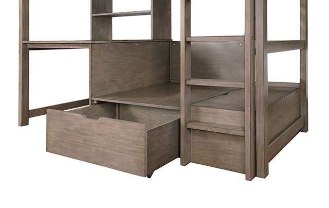 Callistus Warm Gray Twin/Workstation Loft Bed
