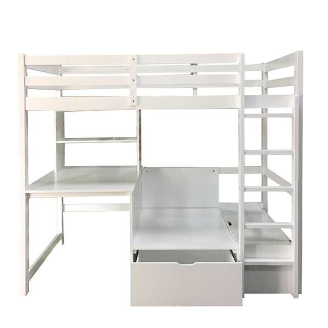 Callistus White Twin Workstation Loft Bed