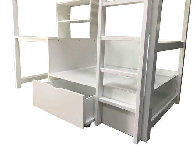 Callistus White Twin Workstation Loft Bed