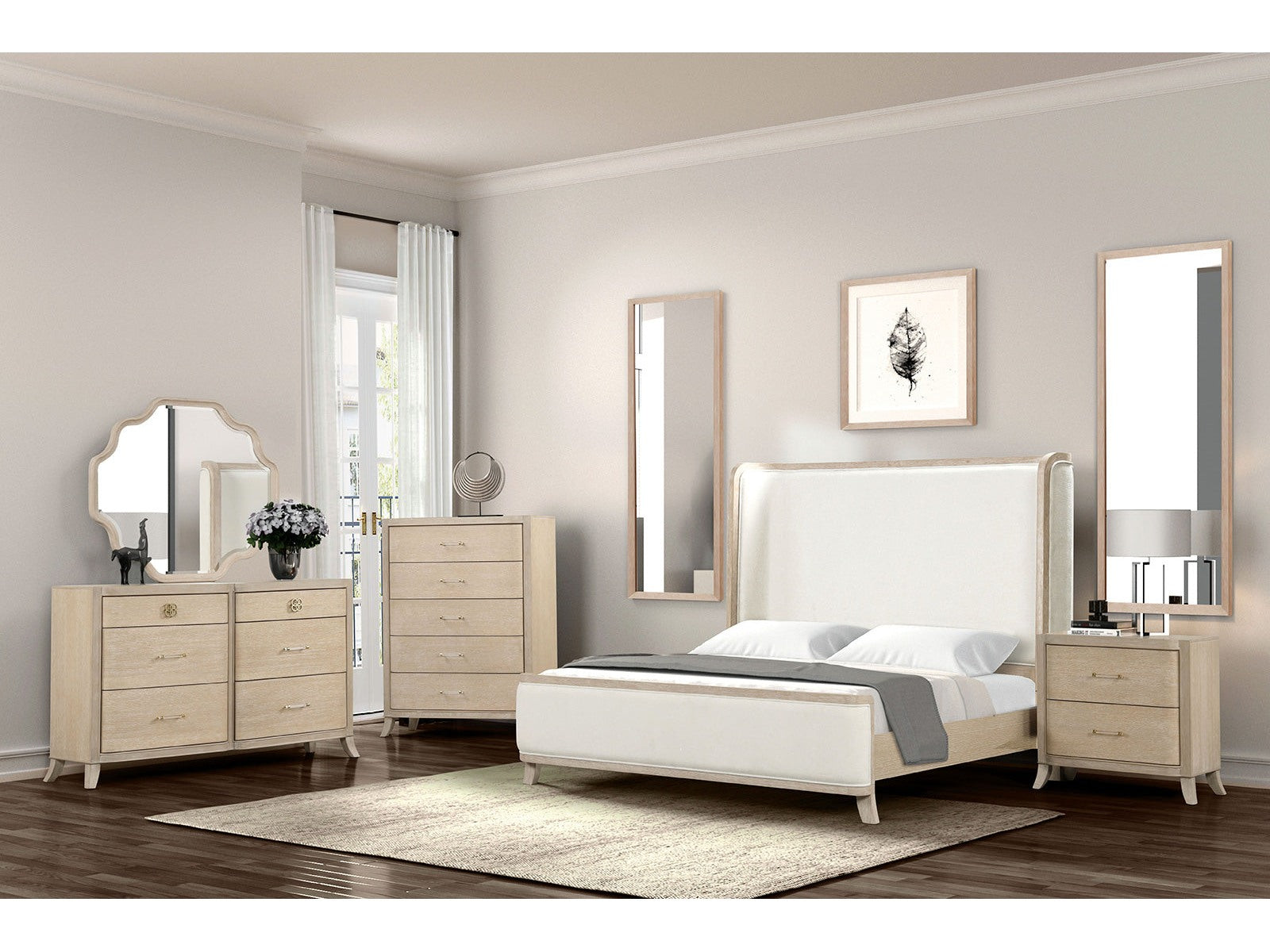 Candra Natural Oak Queen 5 Piece Bedroom Set w/Chest