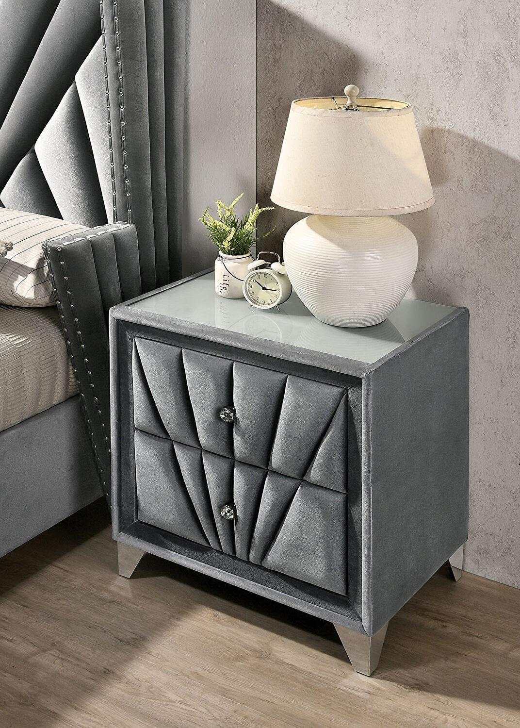 Carissa Gray Velvet Upholstered Nightstand
