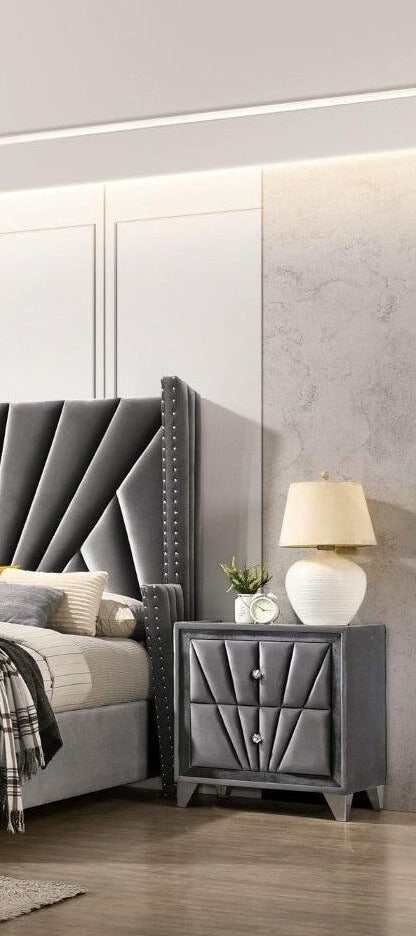 Carissa Gray Velvet Upholstered Nightstand