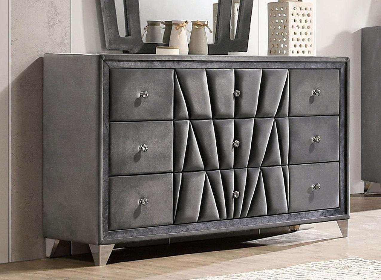 Carissa Gray Velvet Upholstered Wingback HB Bedroom Sets