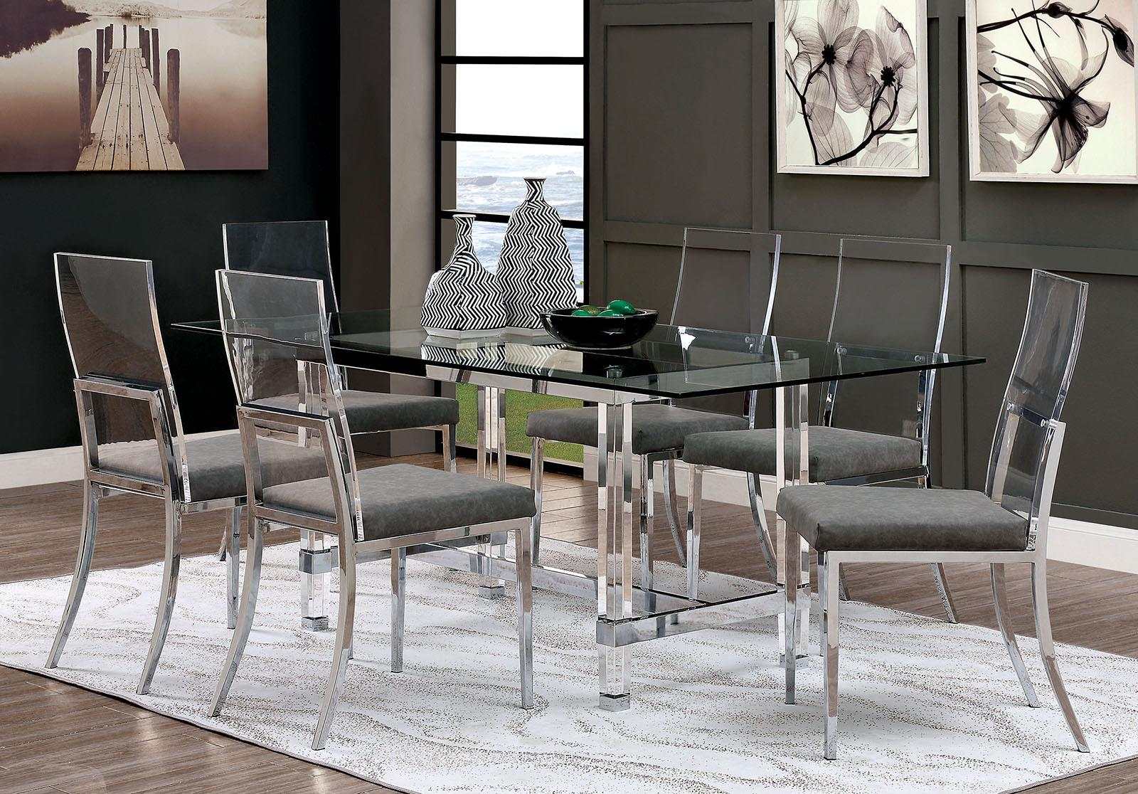 Casper Chrome & Acrylic Dining Room Chair (Set of 2)