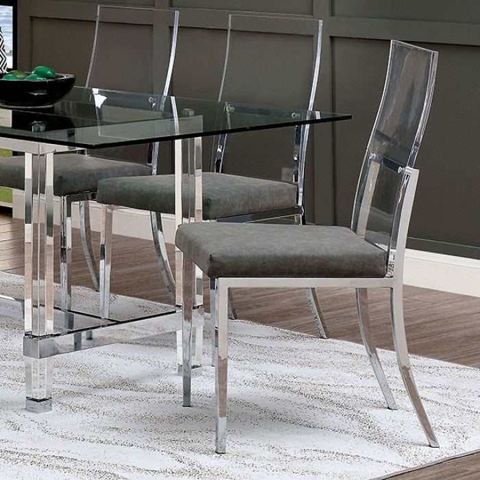 Casper Chrome & Glass Dining Room Set / 7pc