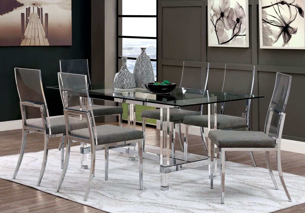 Casper Chrome & Glass Dining Room Table