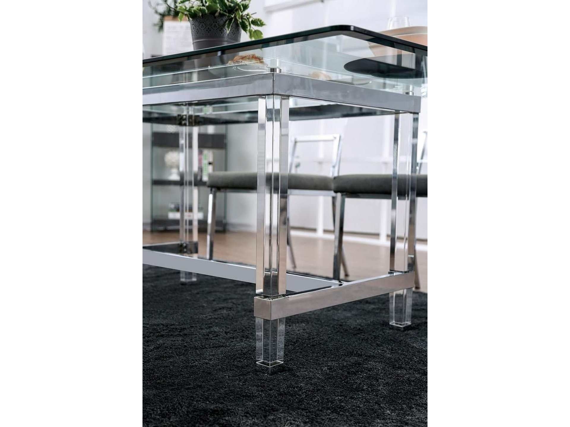 Casper Chrome & Glass Dining Room Table