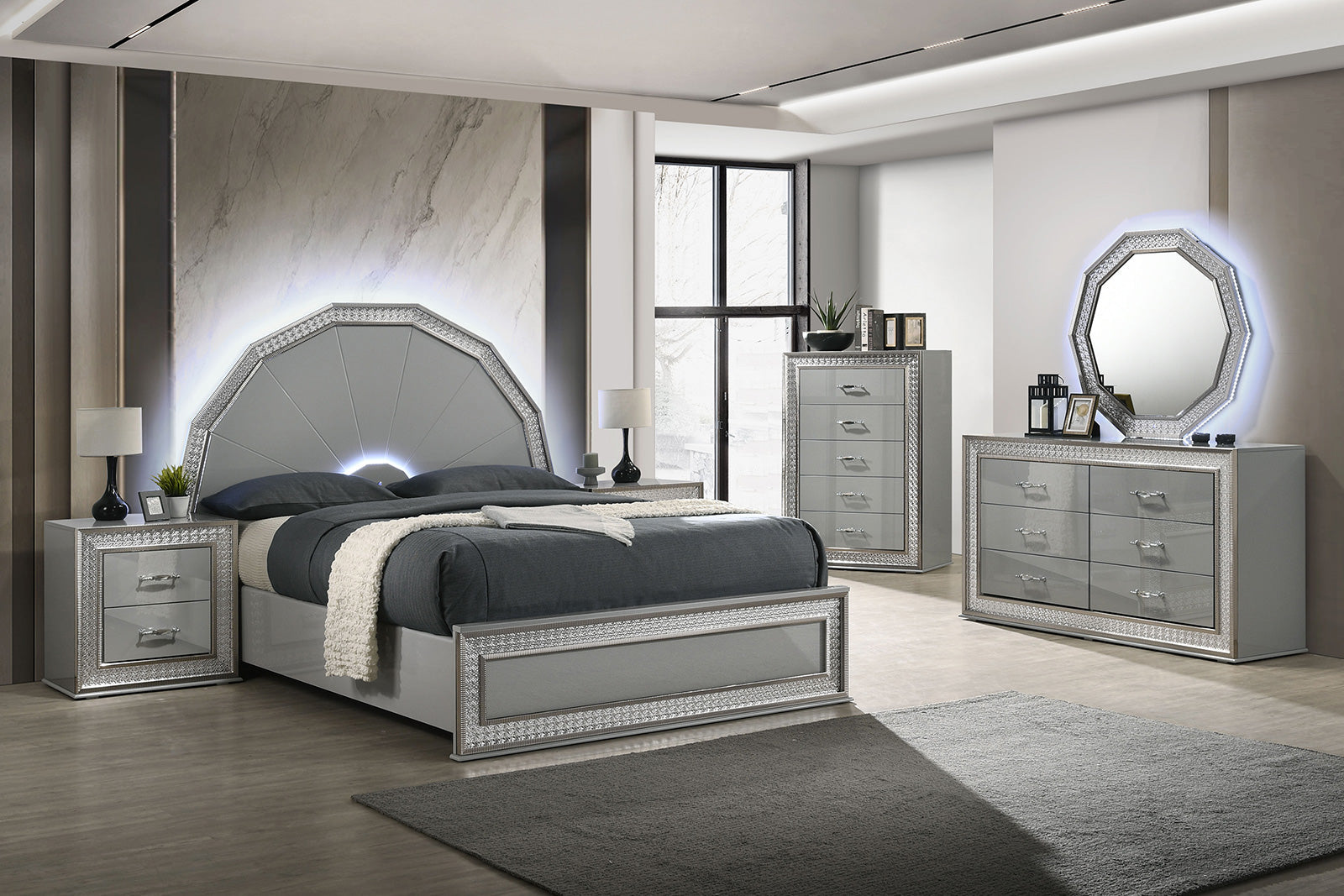 Cassiopeia Metallic Gray Dresser