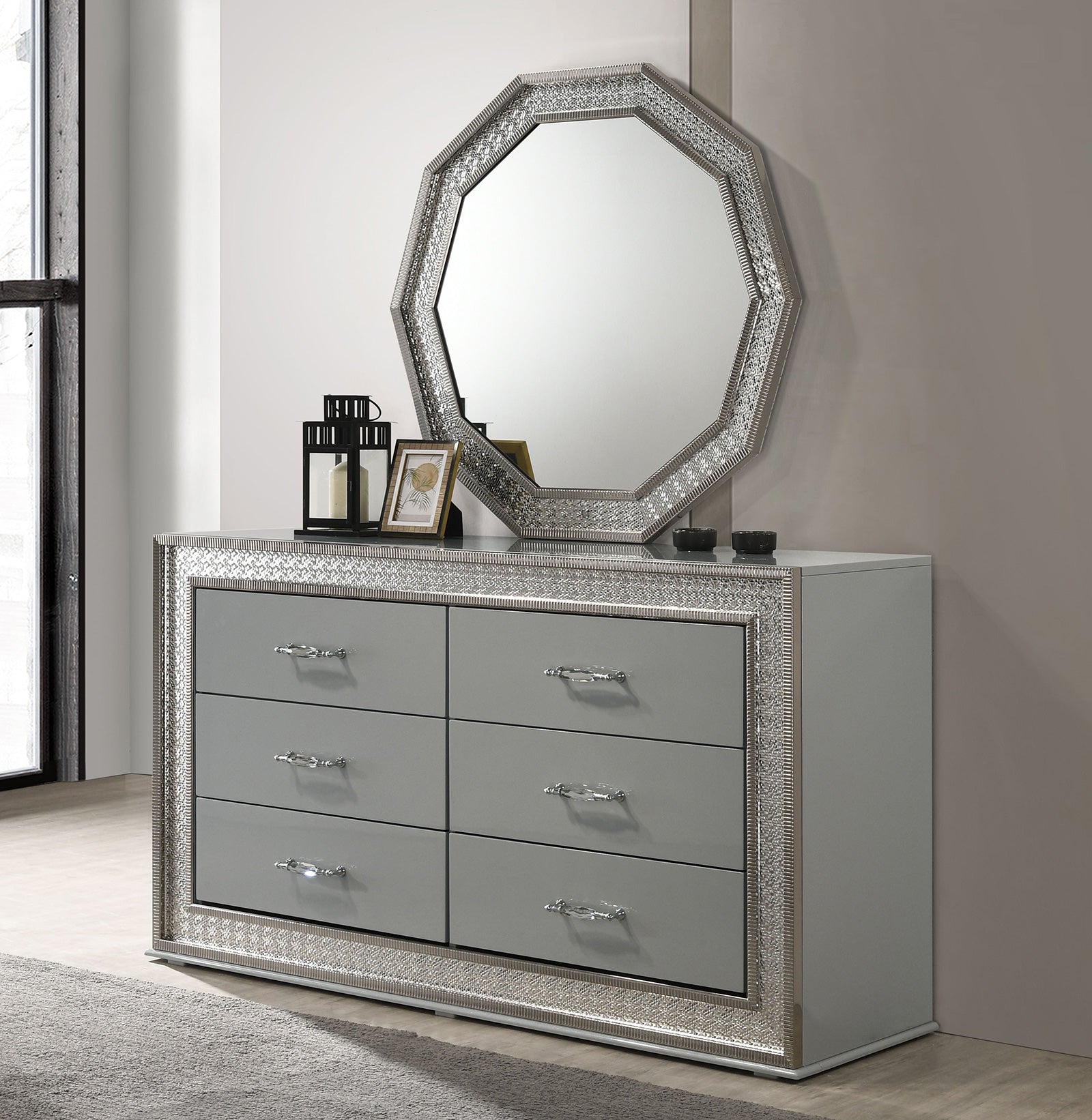 Cassiopeia Metallic Gray Mirror