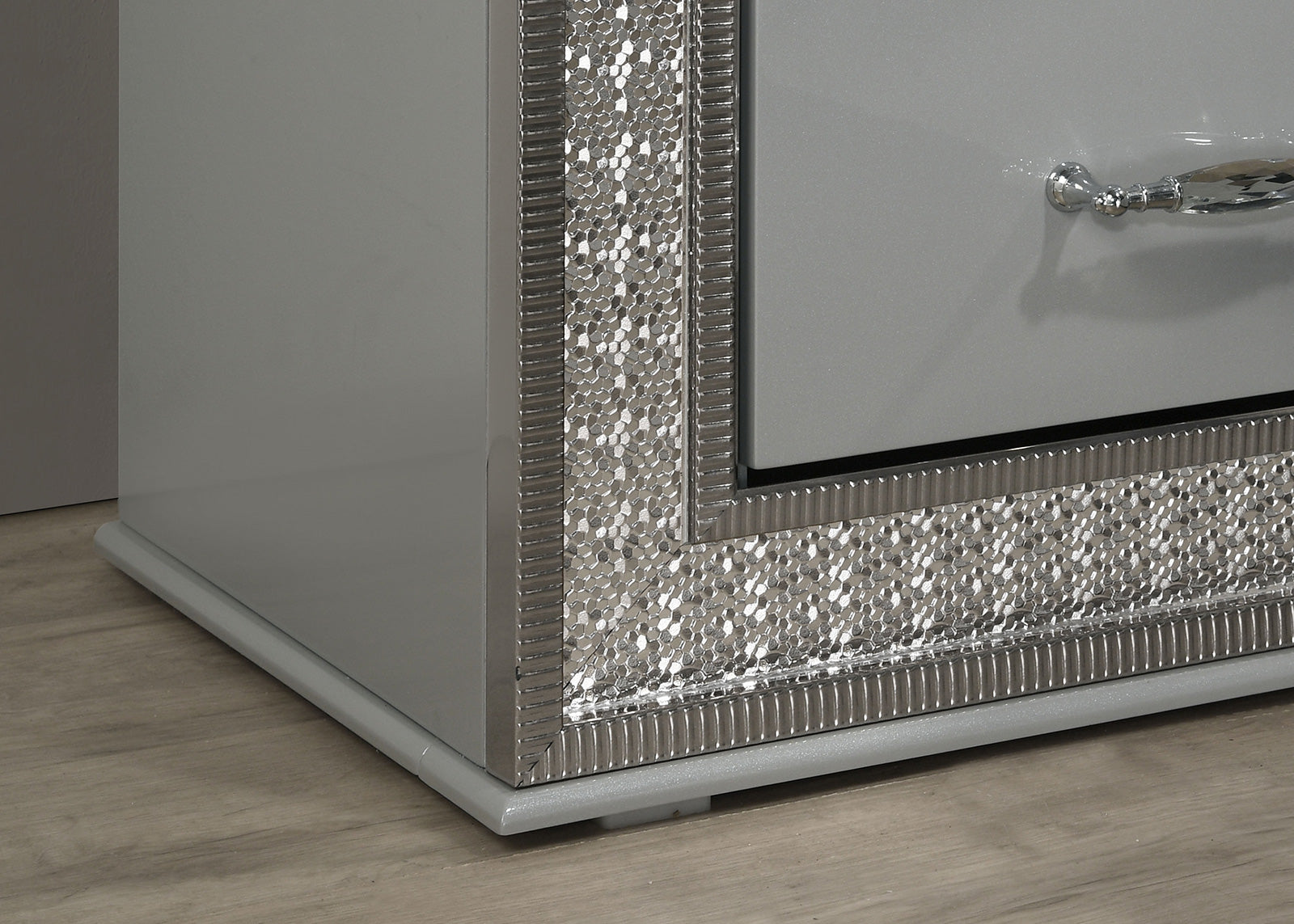 Cassiopeia Metallic Gray Nightstand