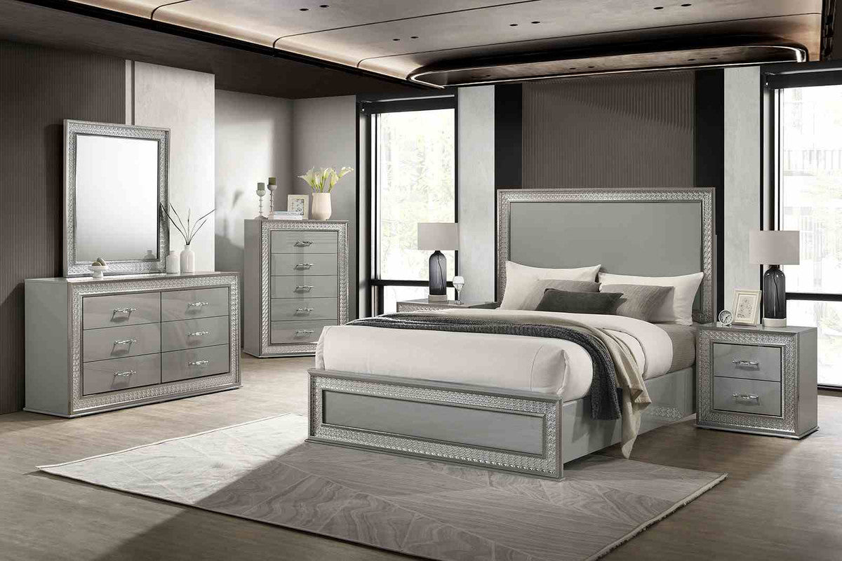 Cassiopeia Metallic Gray Rect Mirror