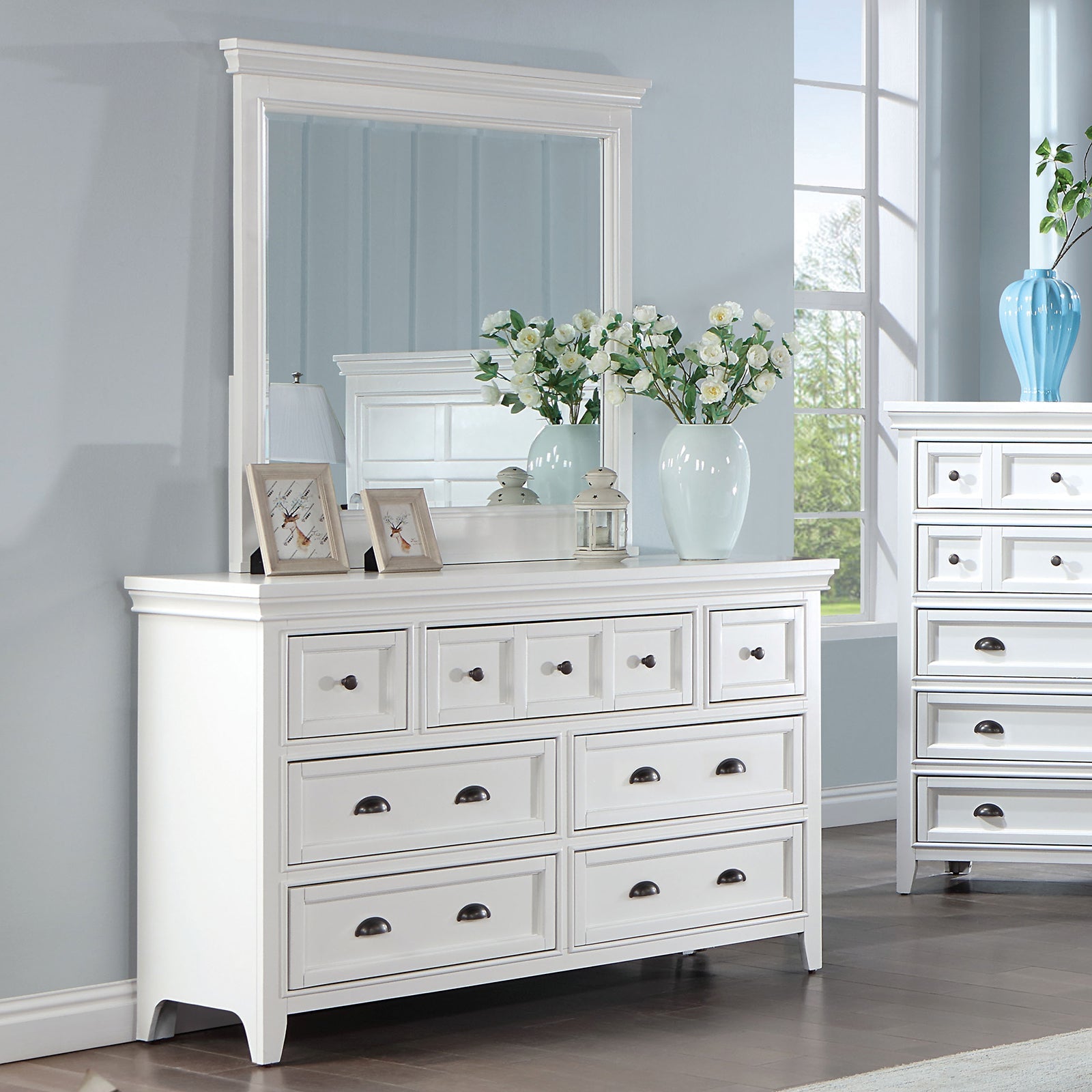 Castile White 5 Pc. Queen Bedroom Set w/ 2NS