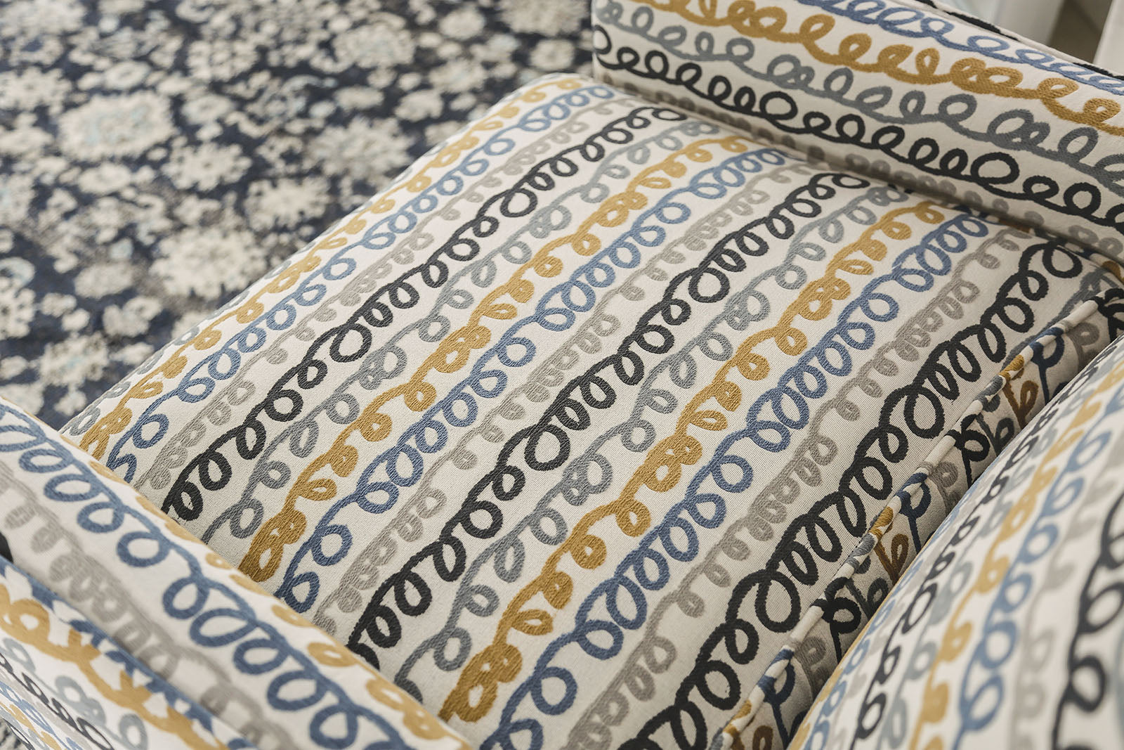 Chancery Gray/Navy Accent Chair