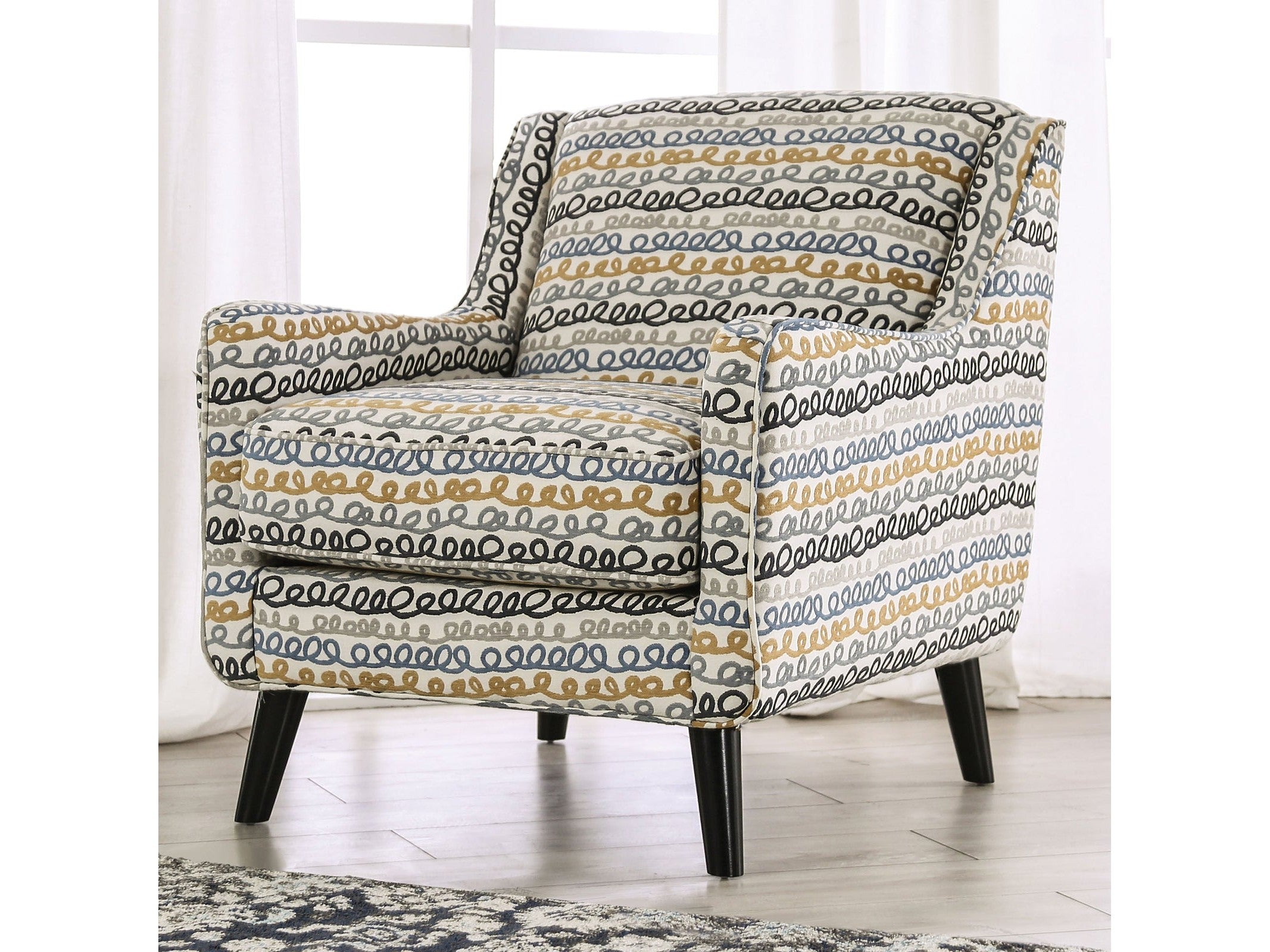 Chancery Gray/Navy Accent Chair