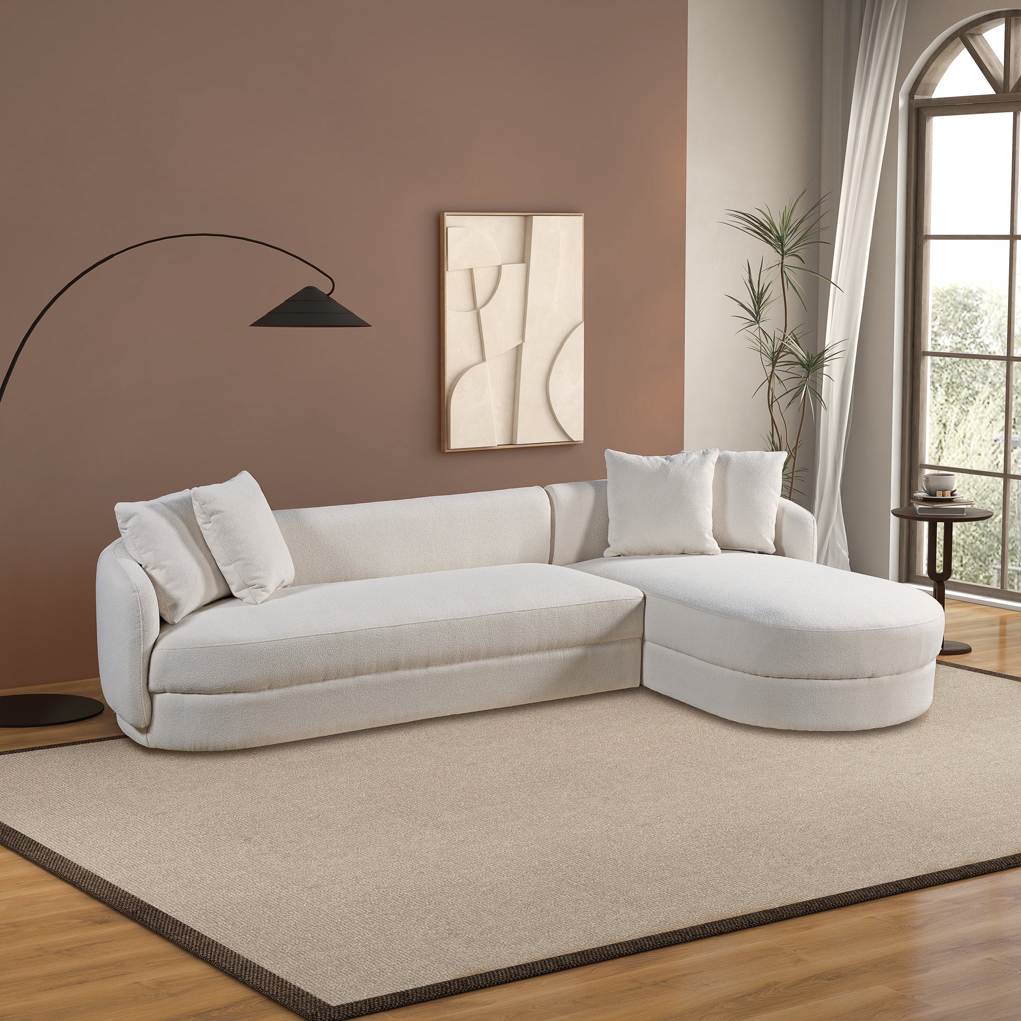 Chandler Cream Boucle Right Sectional Sofa