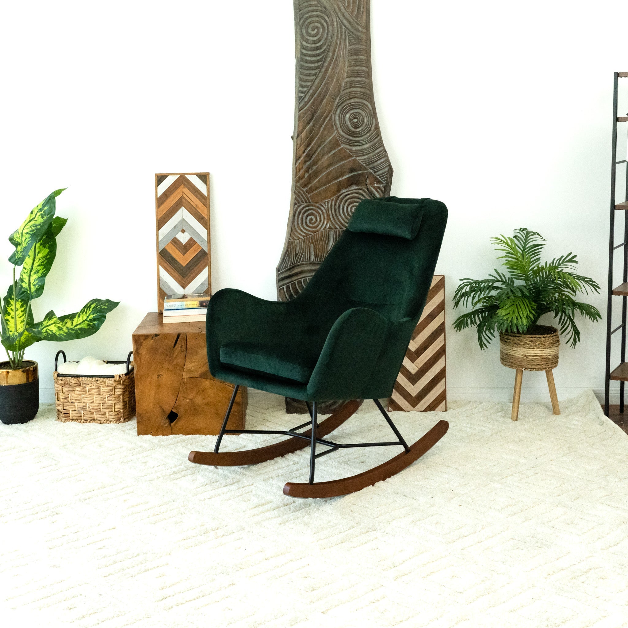 Chelsea Green Velvet Rocking Chair