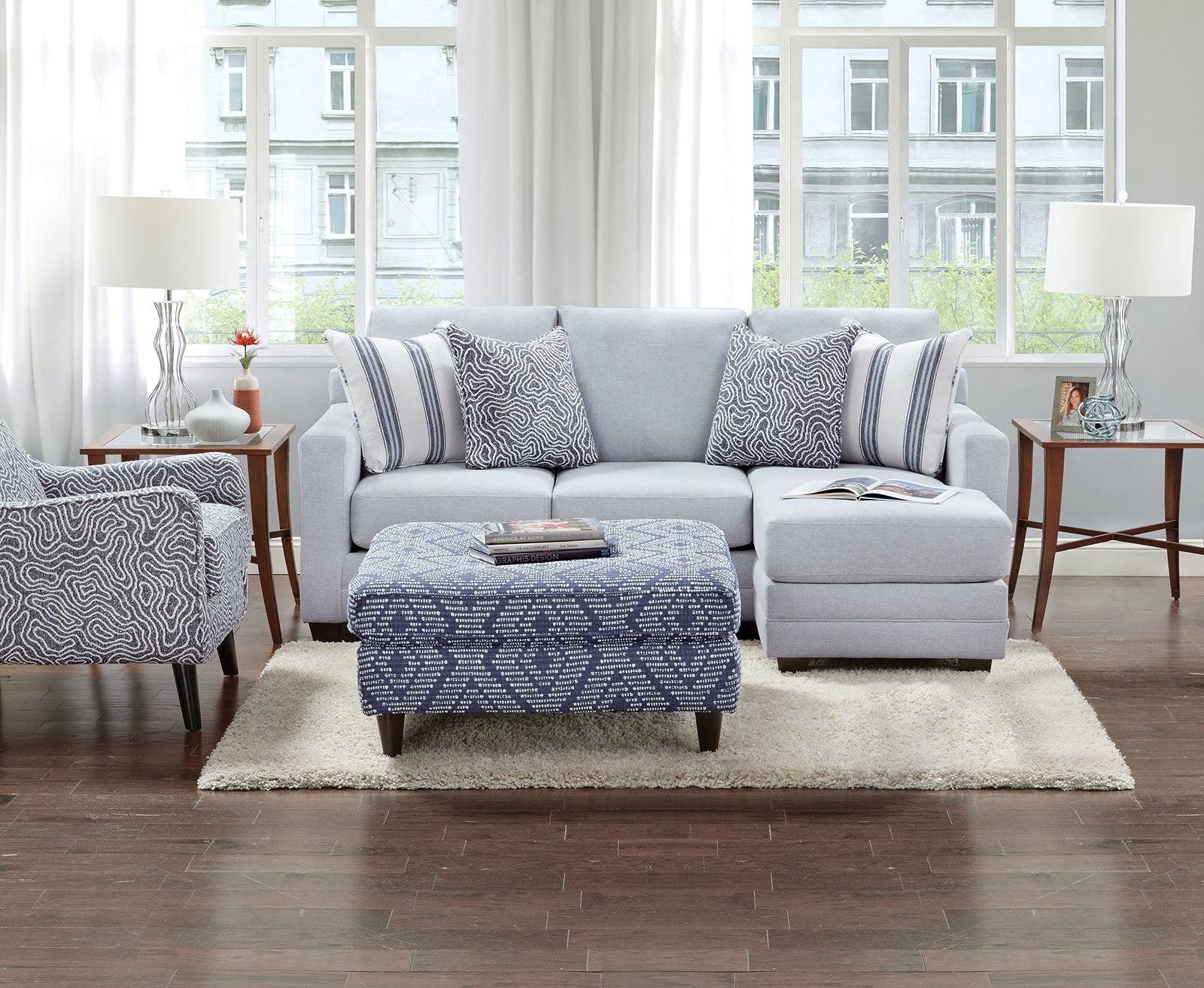Chiswick Blue Ottoman