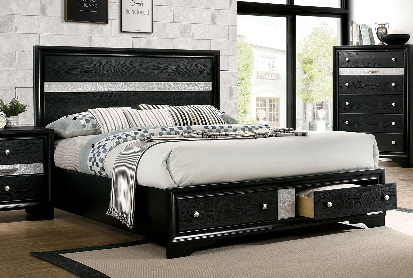 Chrissy Black 4 Pc. Queen Bedroom Set