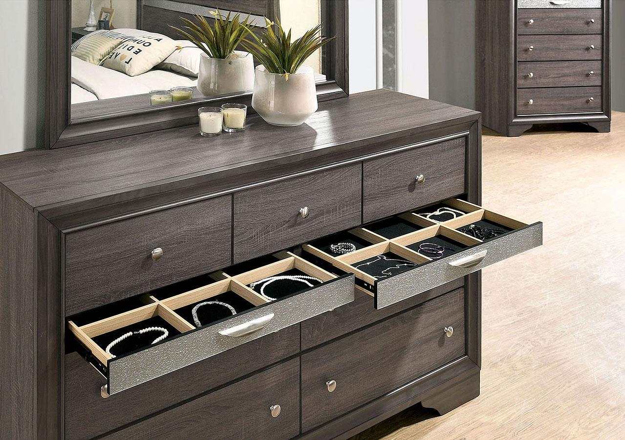 Chrissy Gray 5pc Queen Bedroom Set (1 Nightstand)