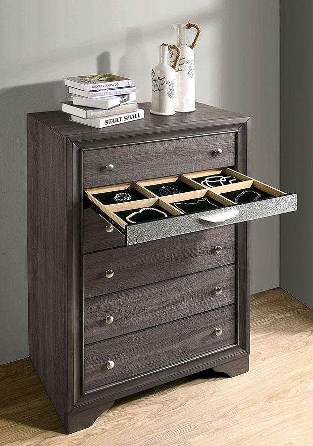 Chrissy Gray 5pc Queen Bedroom Set (1 Nightstand)