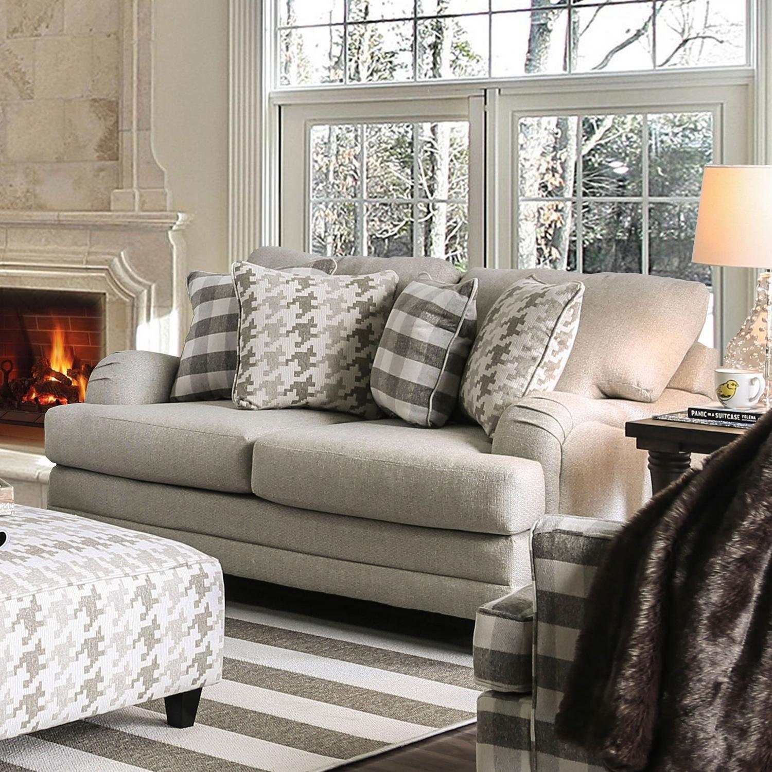 Christine Light Gray Stationary Sofa & Loveseat 2pc