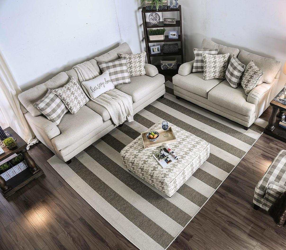 Christine Light Gray Stationary Sofa & Loveseat 2pc