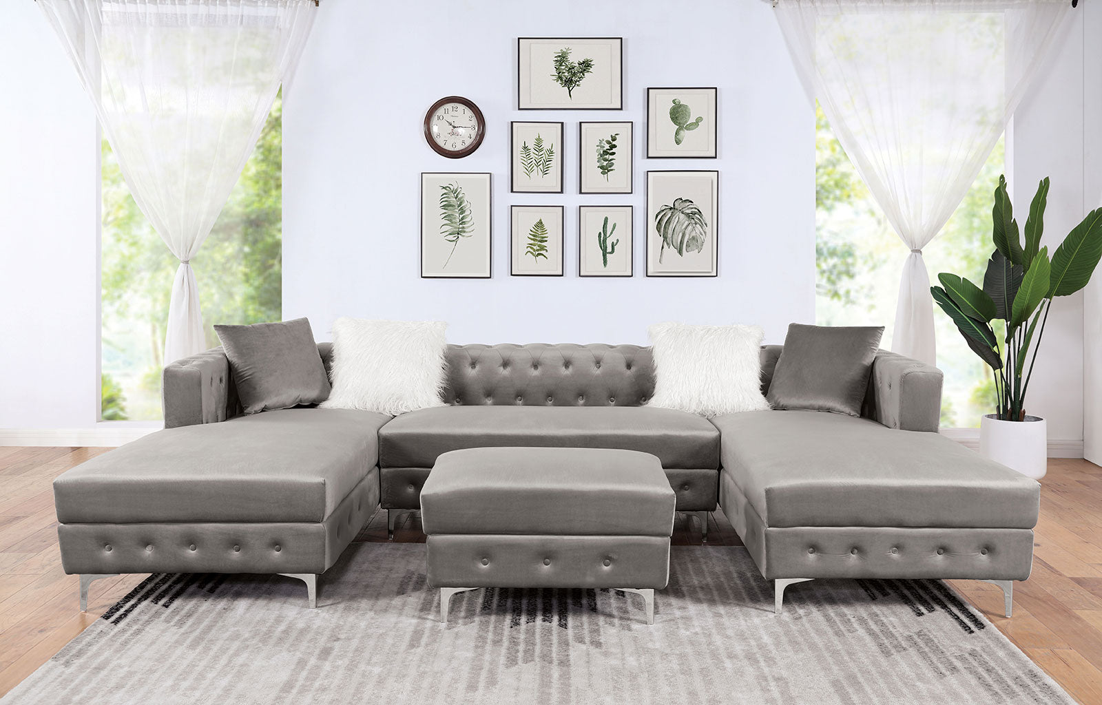 Ciabattoni Gray Sectional w/ Ottoman