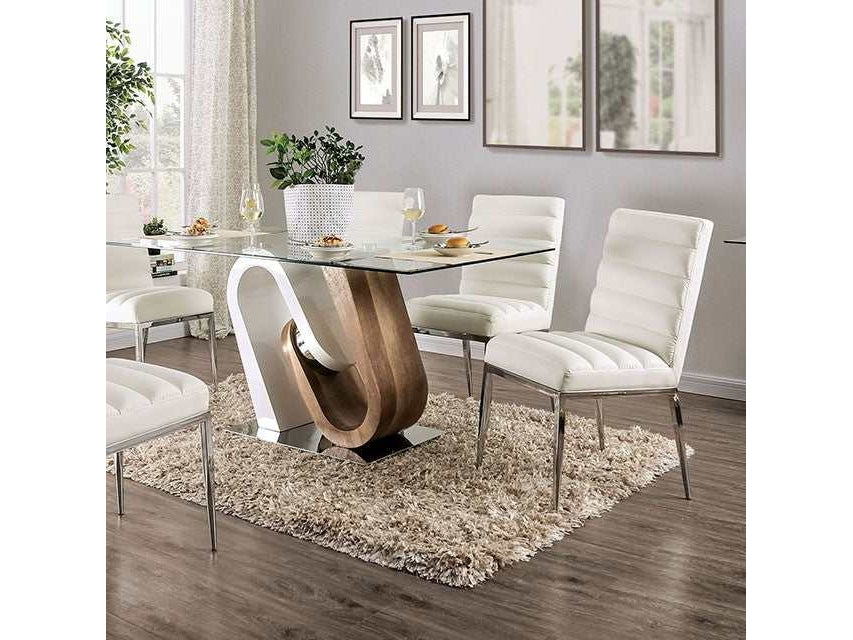Cilegon White/Natural Tone Dining Table