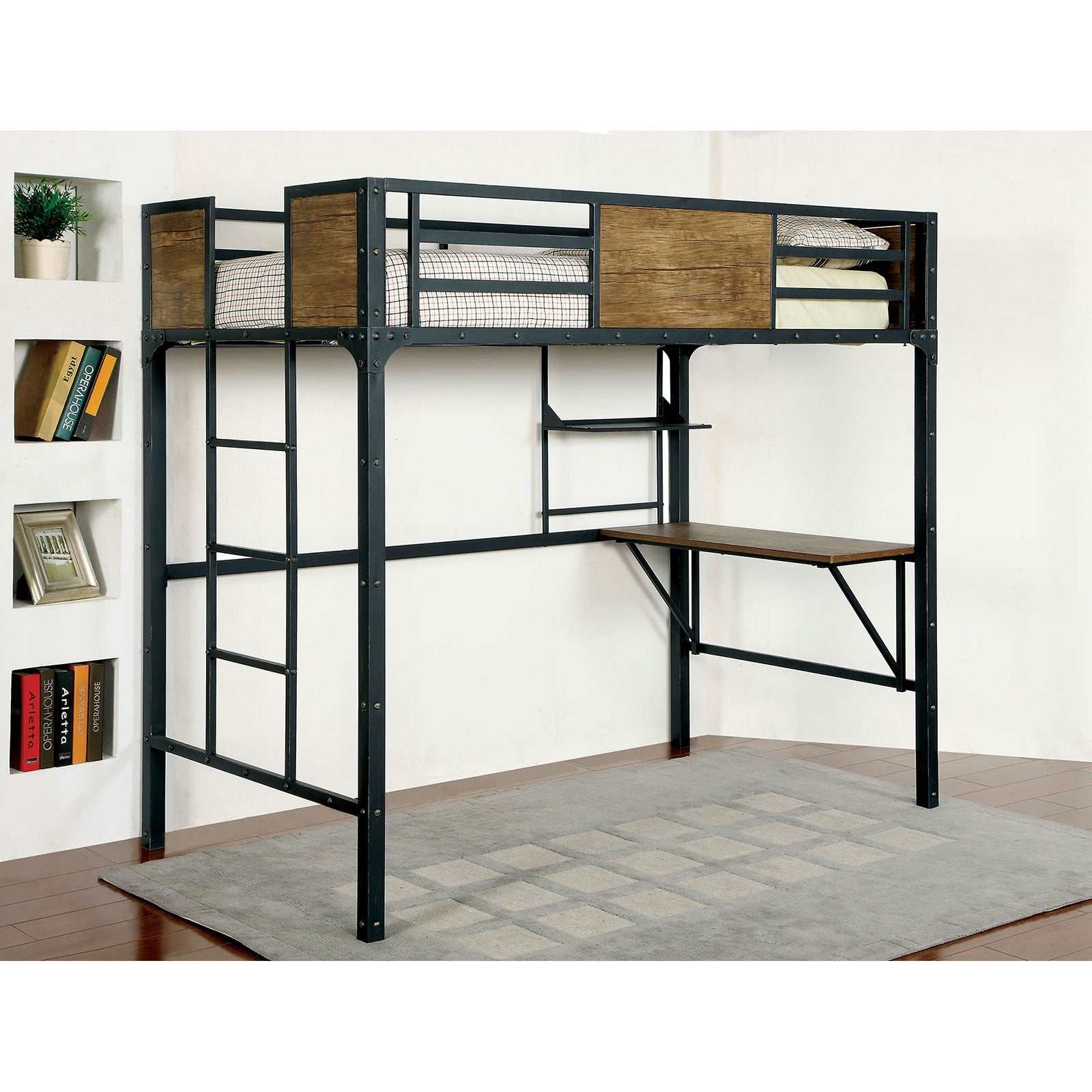 Clapton Black Twin Bed w/ Workstation
