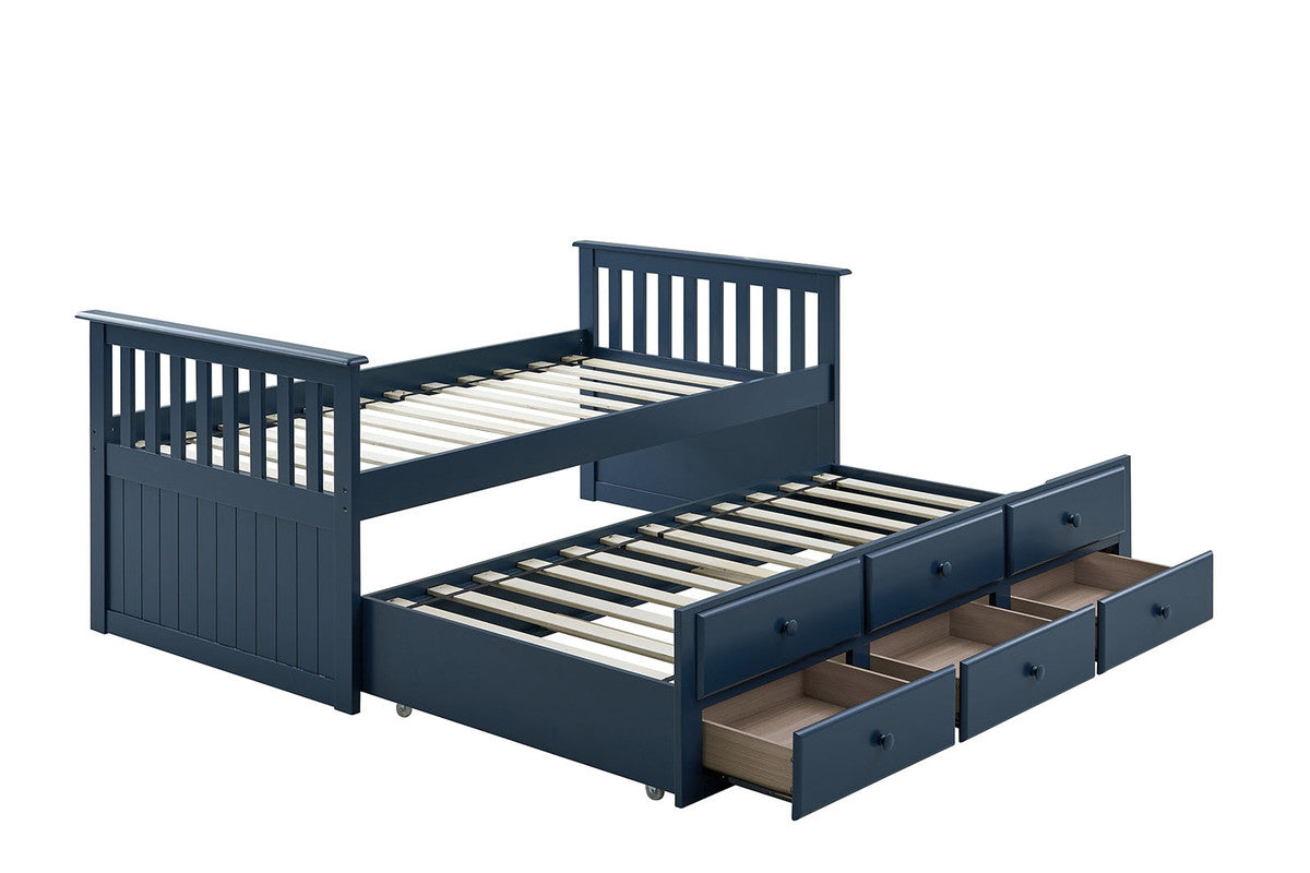 Clemens Midnight Blue Twin Captain Bed w/ Trundle