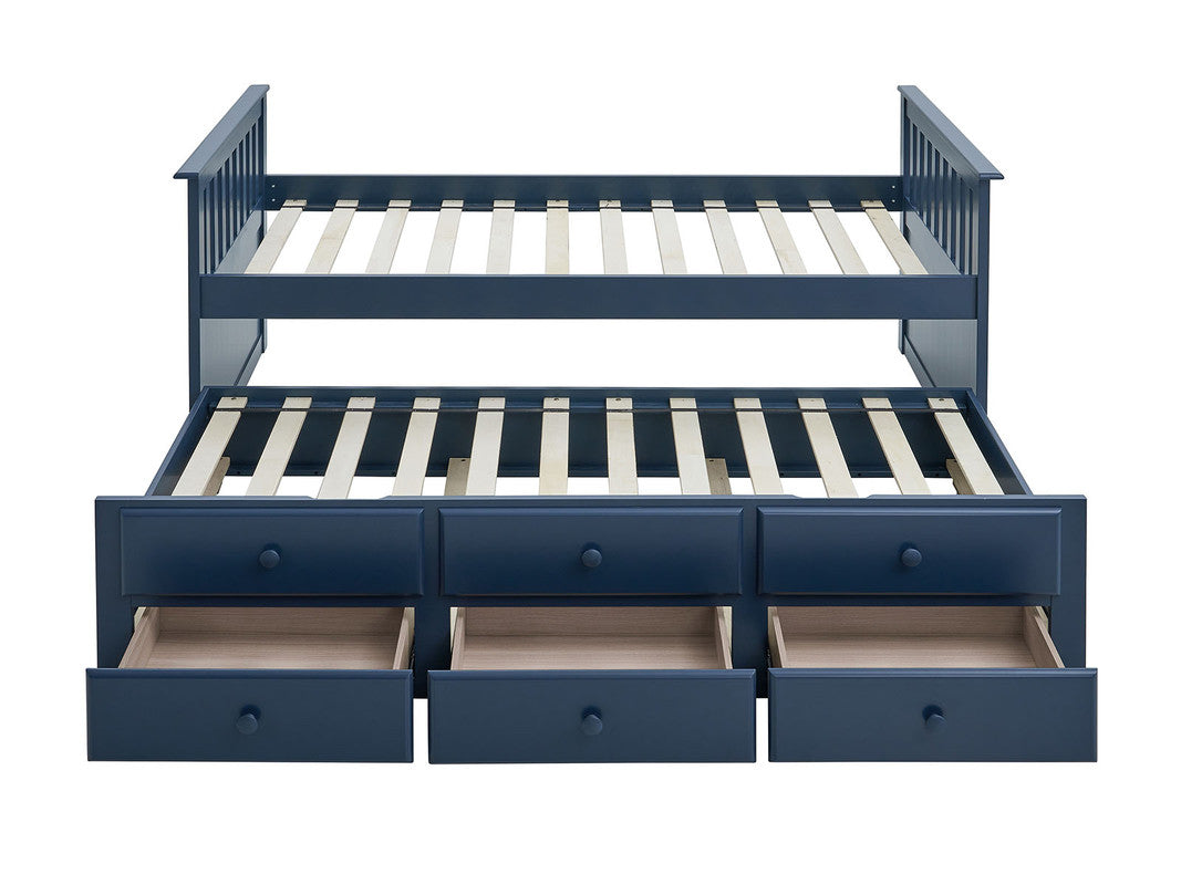 Clemens Midnight Blue Twin Captain Bed w/ Trundle