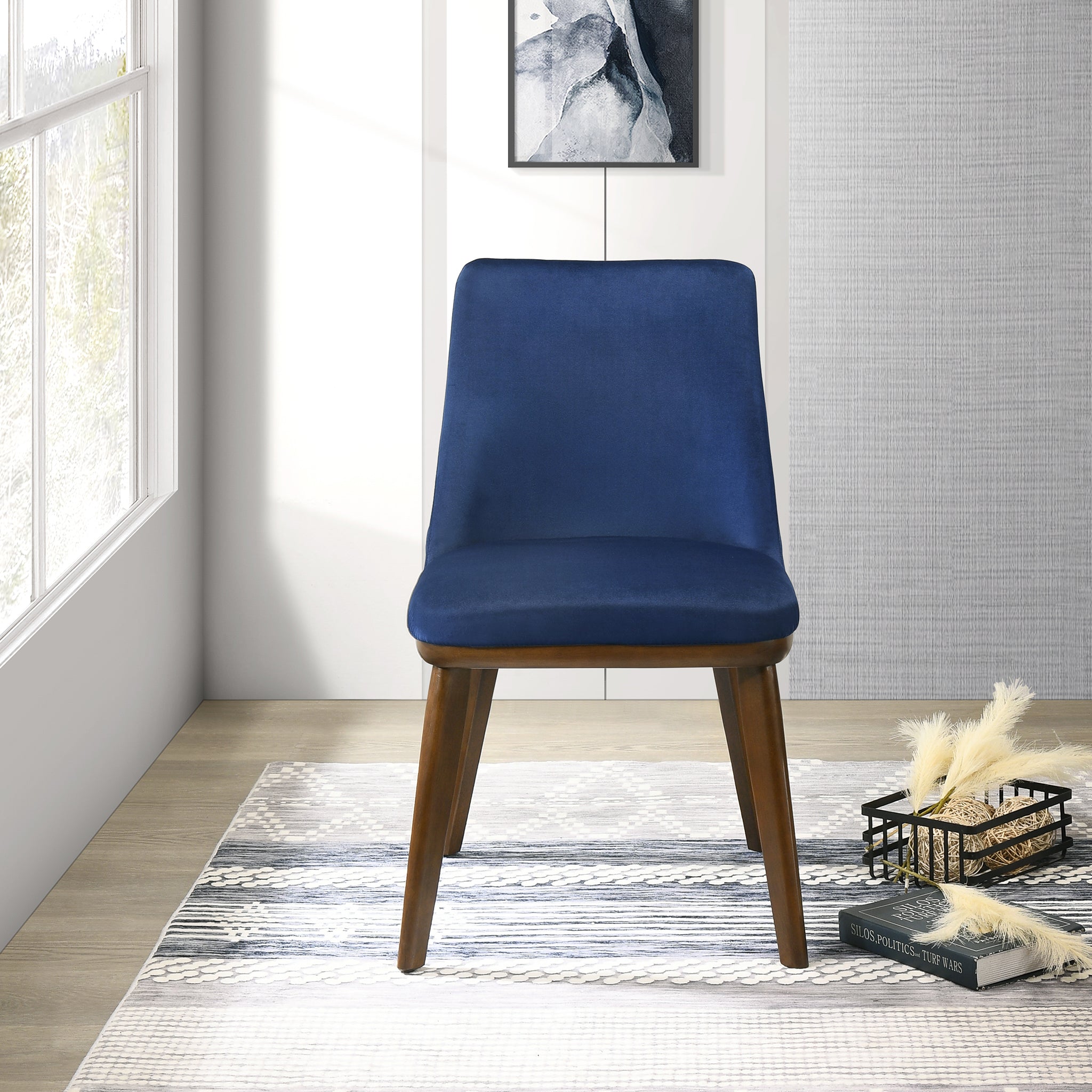 Clove Navy Blue Velvet Dining Chair (Set Of 2)