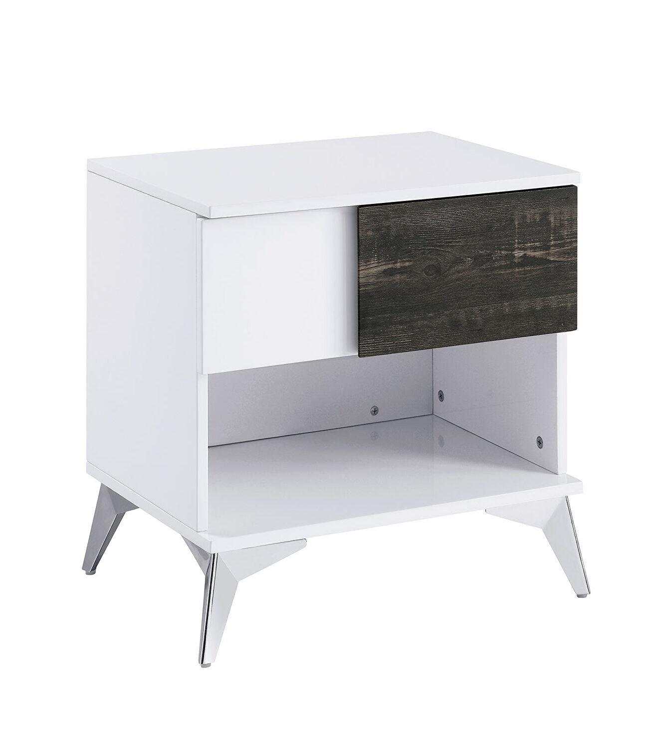 Corinne White & Dark Oak End Table