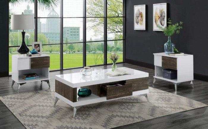 Corinne White & Dark Oak End Table